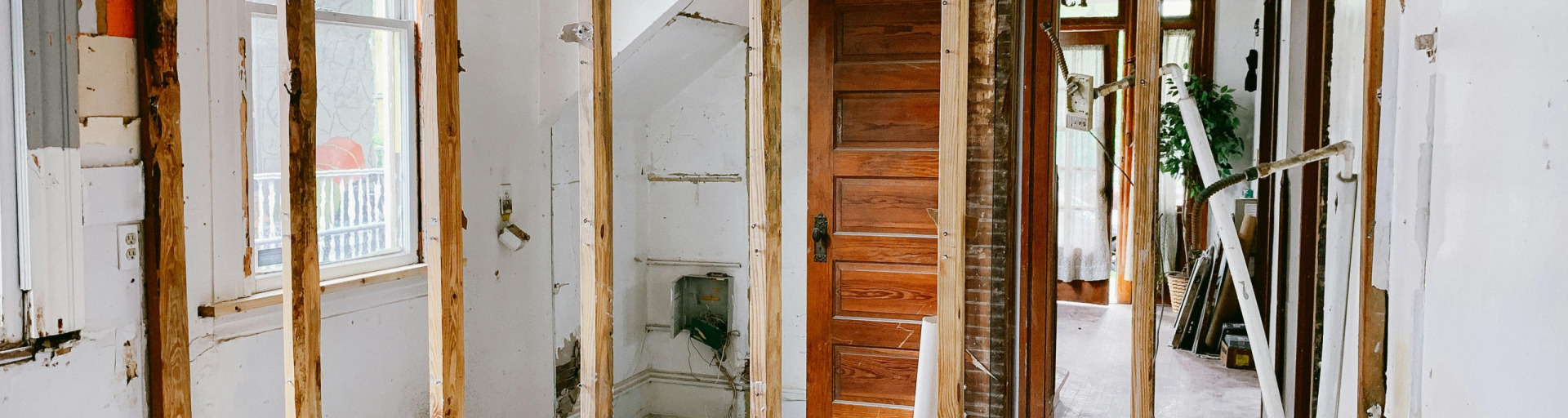 House under renovation with exposed studs